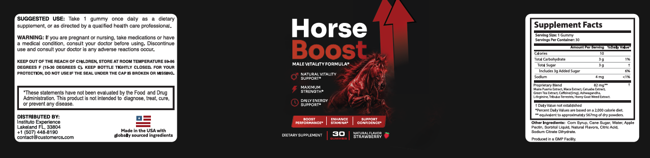 Horse Boost label and Supplement Facts